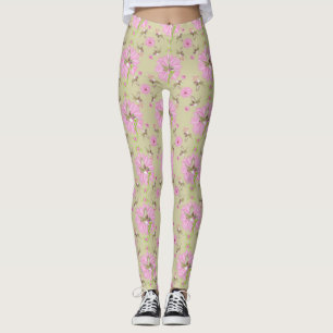 Pink and Green Nostalgic Floral Leggings
