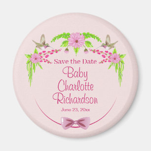 Pink and Green Nostalgic Floral Magnet