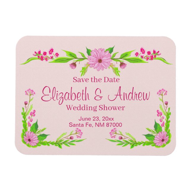 Pink and Green Nostalgic Floral Magnet (Horizontal)