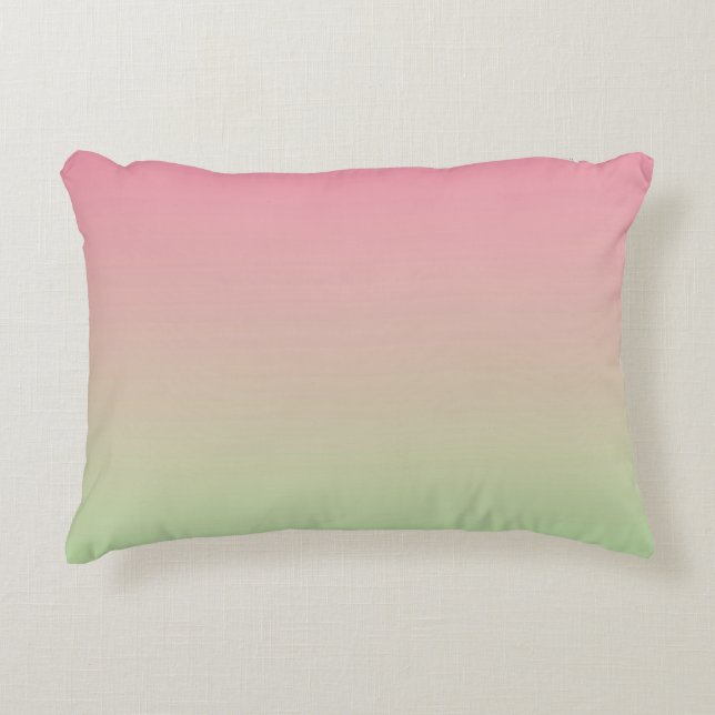 “Pink And Green Ombre” Decorative Pillow (Front)
