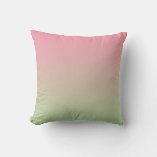 “Pink And Green Ombre” Throw Pillow (Front)