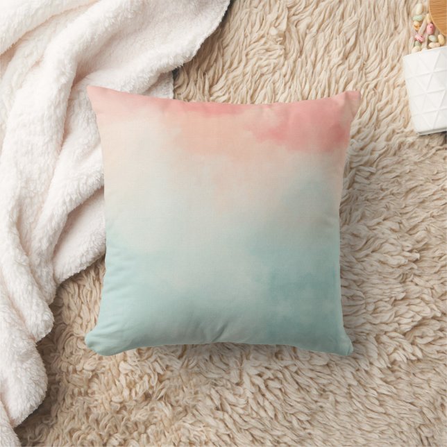Pink and green ombre throw pillow (Blanket)