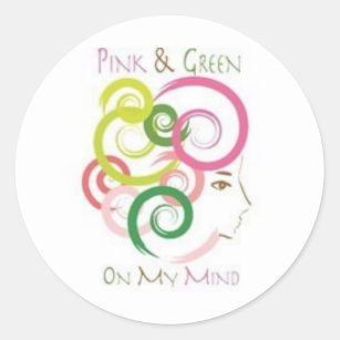 Pink and Green on My Mind Classic Round Sticker