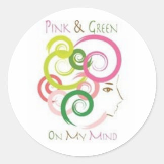 Pink and Green on My Mind Classic Round Sticker
