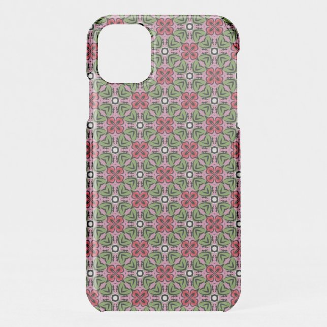 Pink and Green Ornate Pattern Uncommon iPhone Case (Back)