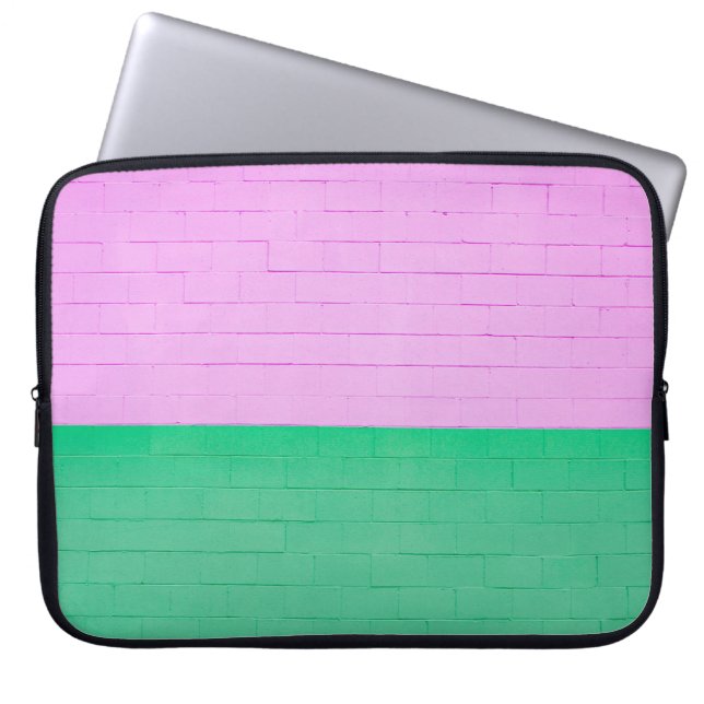 PINK AND GREEN PAINTED WALL LAPTOP SLEEVE (Front)