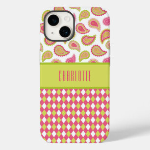Pink and Green Paisley Argyles Phone Case