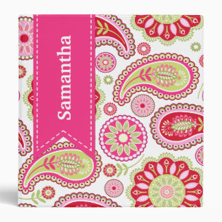 Pink and Green Paisley Custom Binder