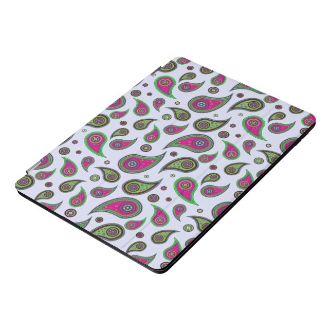 Pink and Green Paisley Design iPad Pro Cover (Side)
