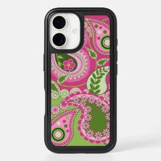 Pink and green Paisley iPhone 16 case