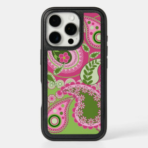 Pink and green Paisley iPhone 16 case