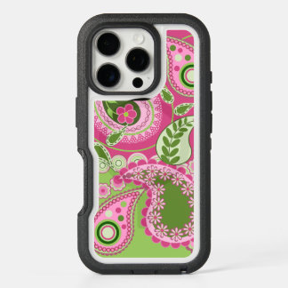 Pink and green Paisley iPhone 16 case
