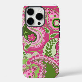 Pink and green Paisley iPhone 16 case