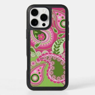 Pink and green Paisley iPhone 16 case