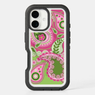 Pink and green Paisley iPhone 16 case