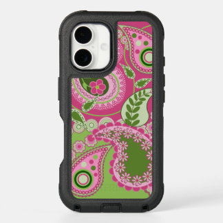 Pink and green Paisley iPhone 16 case