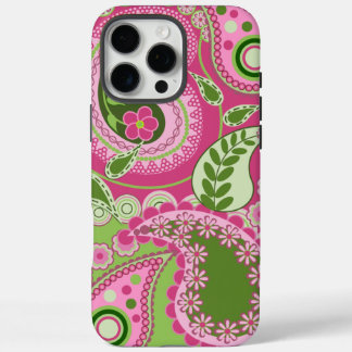 Pink and green Paisley iPhone 16 case