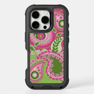 Pink and green Paisley iPhone 16 case