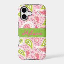 Pink and Green Paisley iPhone Monogram Custom