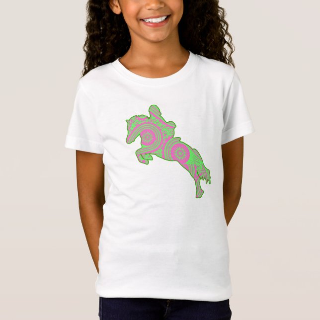 Pink and Green Paisley Jumping Pony Shirt (Front)
