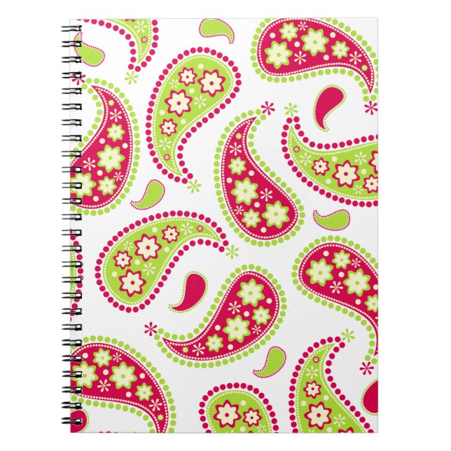 Pink and Green Paisley Notebook (Front)