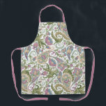 Pink and Green Paisley on White Vintage Flourish Apron<br><div class="desc">Select from several color palettes. This is a seamless paisley pattern that can be tiled, resized and repositioned to your liking. Feel free to apply this design to other products. Create a gift set by adding a matching recipe notebook, kitchen towel, placemats or other items. You will be impressed by...</div>