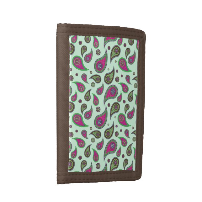 Pink and Green Paisley Pattern Wallets (Side)