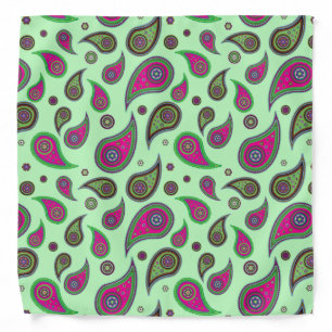 Pink and Green Paisley Print Bandana