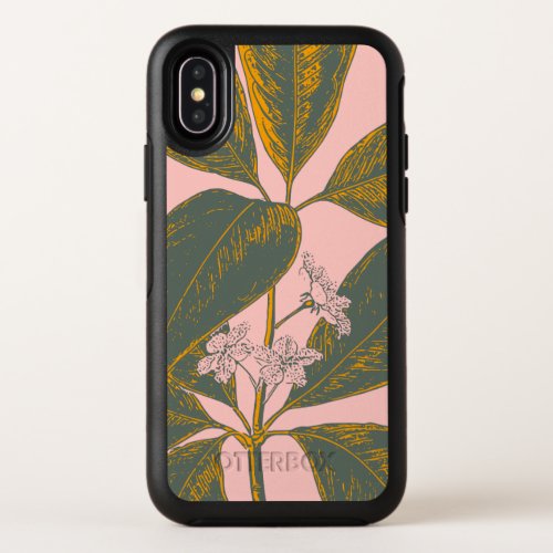 Pink and Green Palm Frond Botanical Drawing OtterBox Symmetry iPhone XS Case