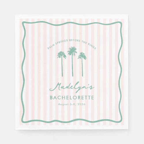 Pink And Green Palm Springs Before The Rings Party Napkins