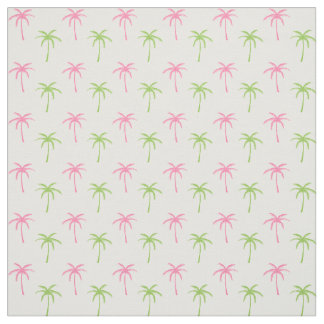 Pink and Green Palm Trees Pattern Fabric