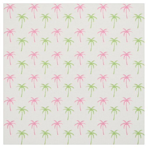 Pink and Green Palm Trees Pattern Fabric