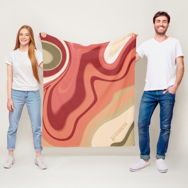 Pink and Green Pastel Abstract Custom Inspirivity Fleece Blanket (In Situ)