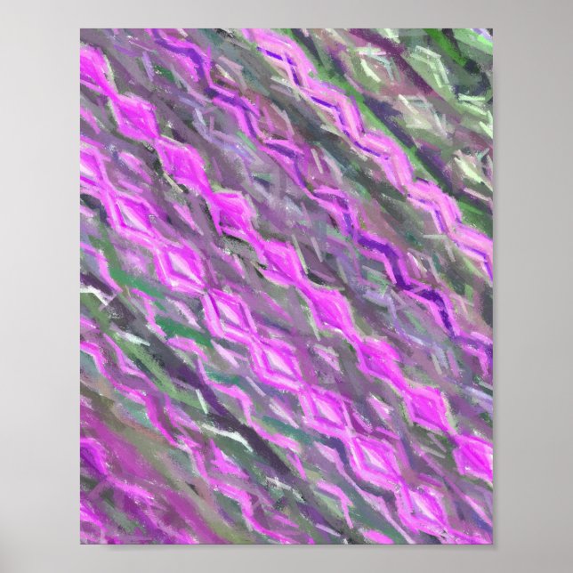 Pink and green Pastel chalk abstract art Poster (Front)