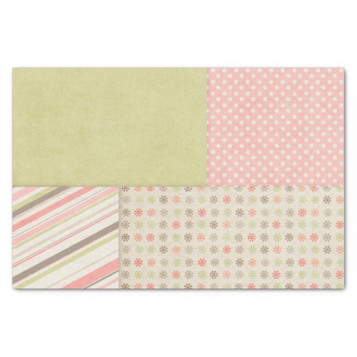 Pink and Green Patchwork Tissue Paper