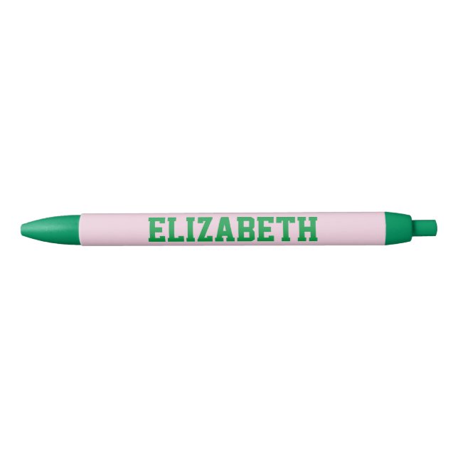 Pink and Green Personalized Varsity Pen (Front)