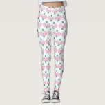 Pink and Green Pickleball  Leggings<br><div class="desc">These leggings features a pattern of pickleball paddles. Colors include pink and green.</div>