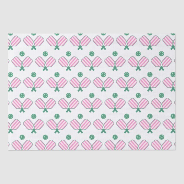 Pink and Green Pickleball  Tissue Paper (Front)