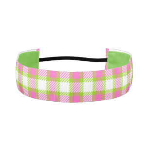 Pink and Green Plaid Athletic Headband