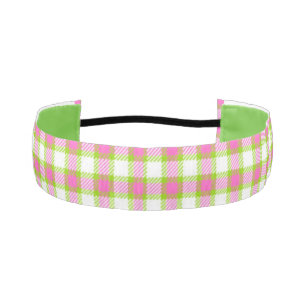 Pink and Green Plaid  Athletic Headband