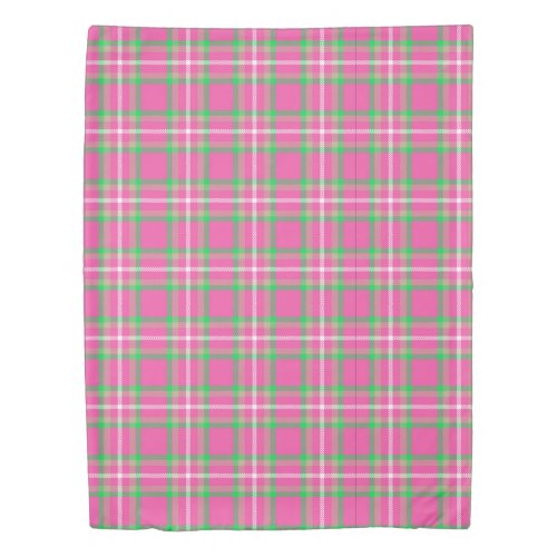 Pink and Green Plaid Duvet Cover