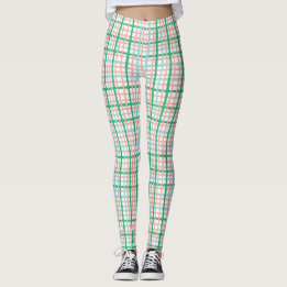 Pink and Green Plaid Leggings