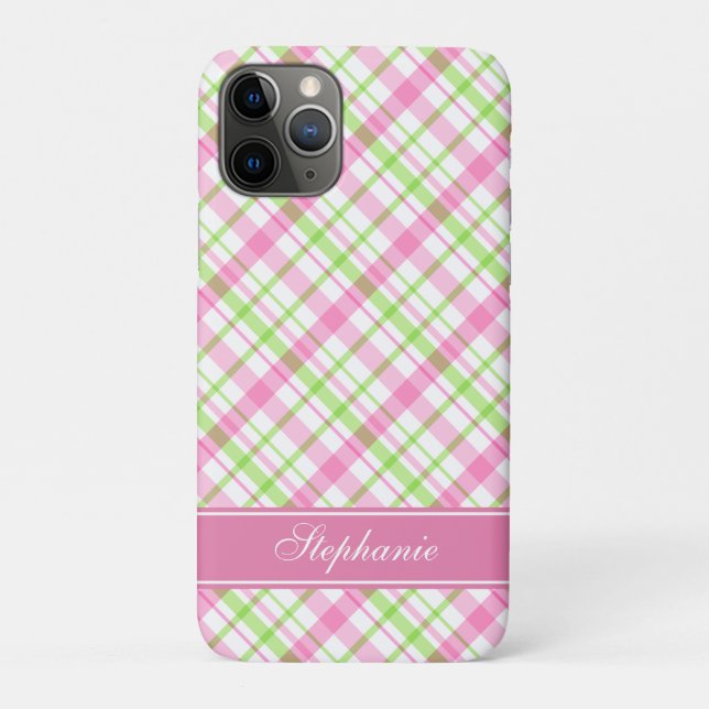 Pink and Green Plaid Pattern Case-Mate iPhone Case (Back)
