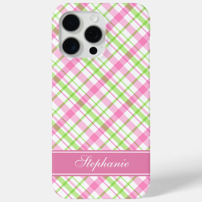 Pink and Green Plaid Pattern Case-Mate iPhone Case (Back)