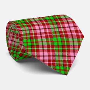 Pink and Green Plaid Tartan Red Neck Tie