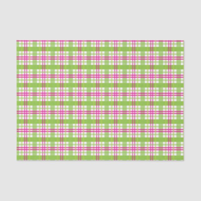 Pink and Green Plaid Tissue Paper (Front)