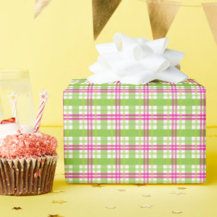 Pink and Green Plaid Wrapping Paper