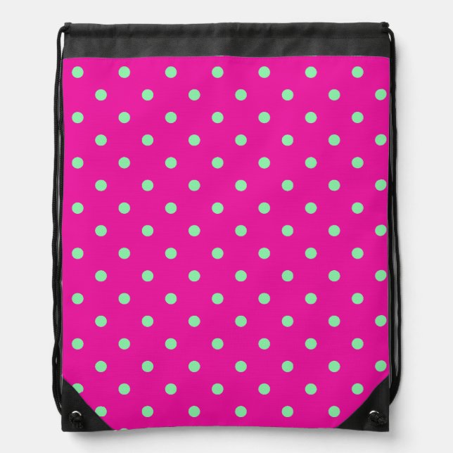 Pink and Green Polka Dot Backpack (Front)