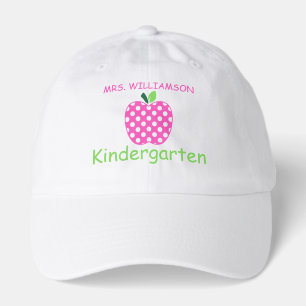 Pink and Green Polka Dot Teacher's Apple Hat