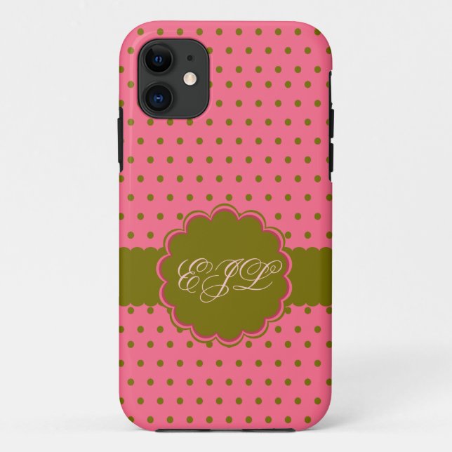 Pink and Green Polka Dots Case-Mate iPhone Case (Back)